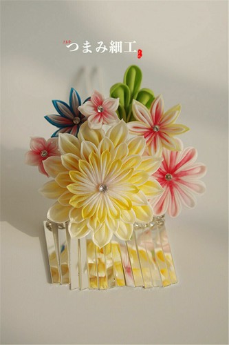 Horquilla de palo de glicinia artesanal Kanzashi Tsumami zaiku para accesorio de kimono - Imagen 15 de 24