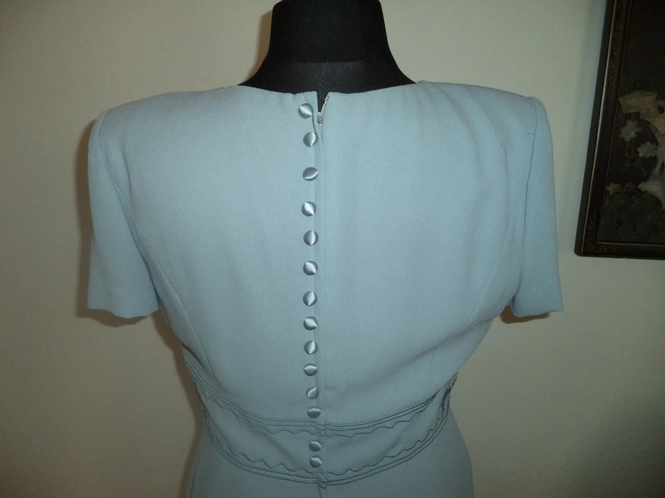 (54) Vestido Donna Morgan azul/gris en polvo talla 14 usado una vez en una boda Foto 3 de 4