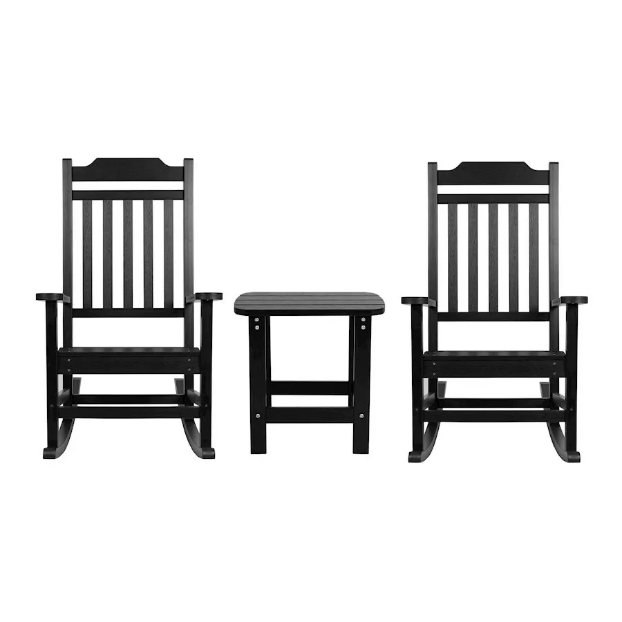 Flash Set of 2 Winston Rocking Chairs Accent Side Table Black