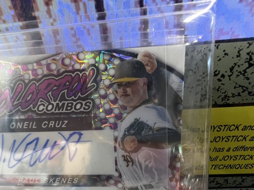 2023 Leaf Vivid Paul Skenes Oneil Cruz Pirates combo colorate SSP Auto /6 - Foto 7 di 11
