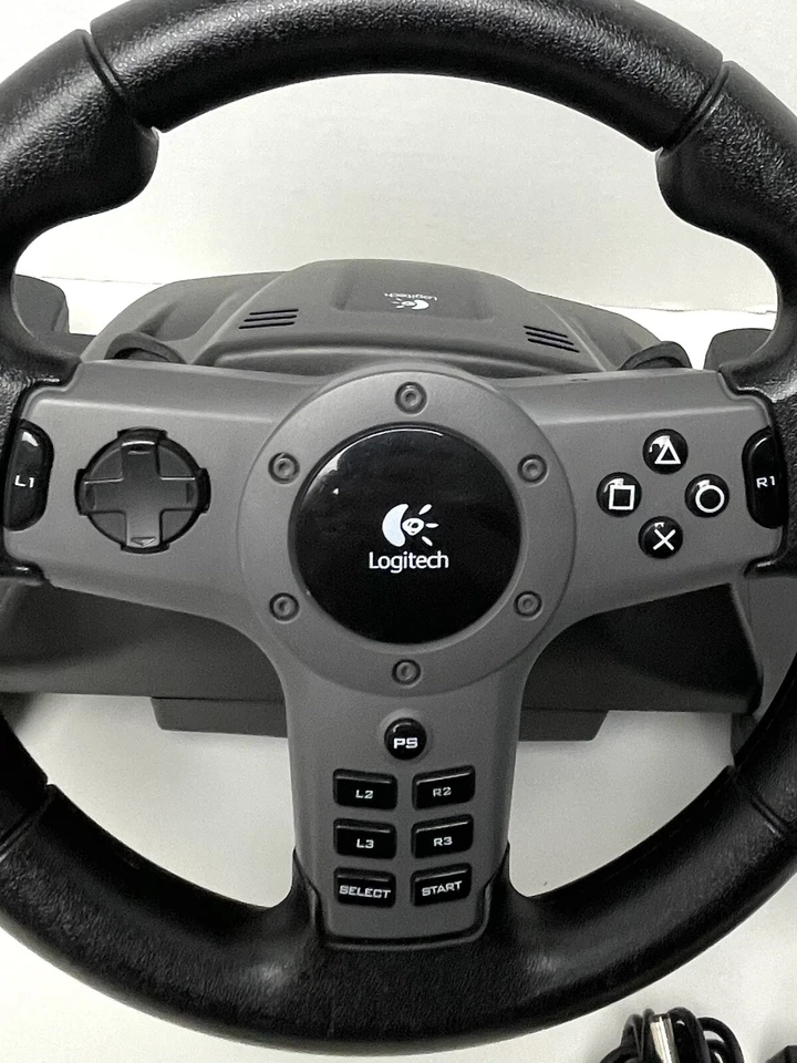 OEM Logitech E-X5D12 Driving Steering Wheel Sony Playstation2 PS2 Wheel & Dongle - Image 3 of 4