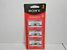 Sony MC-60 Microcassette 3 Pack 60 Minutes Micro Cassette Tapes New Sealed