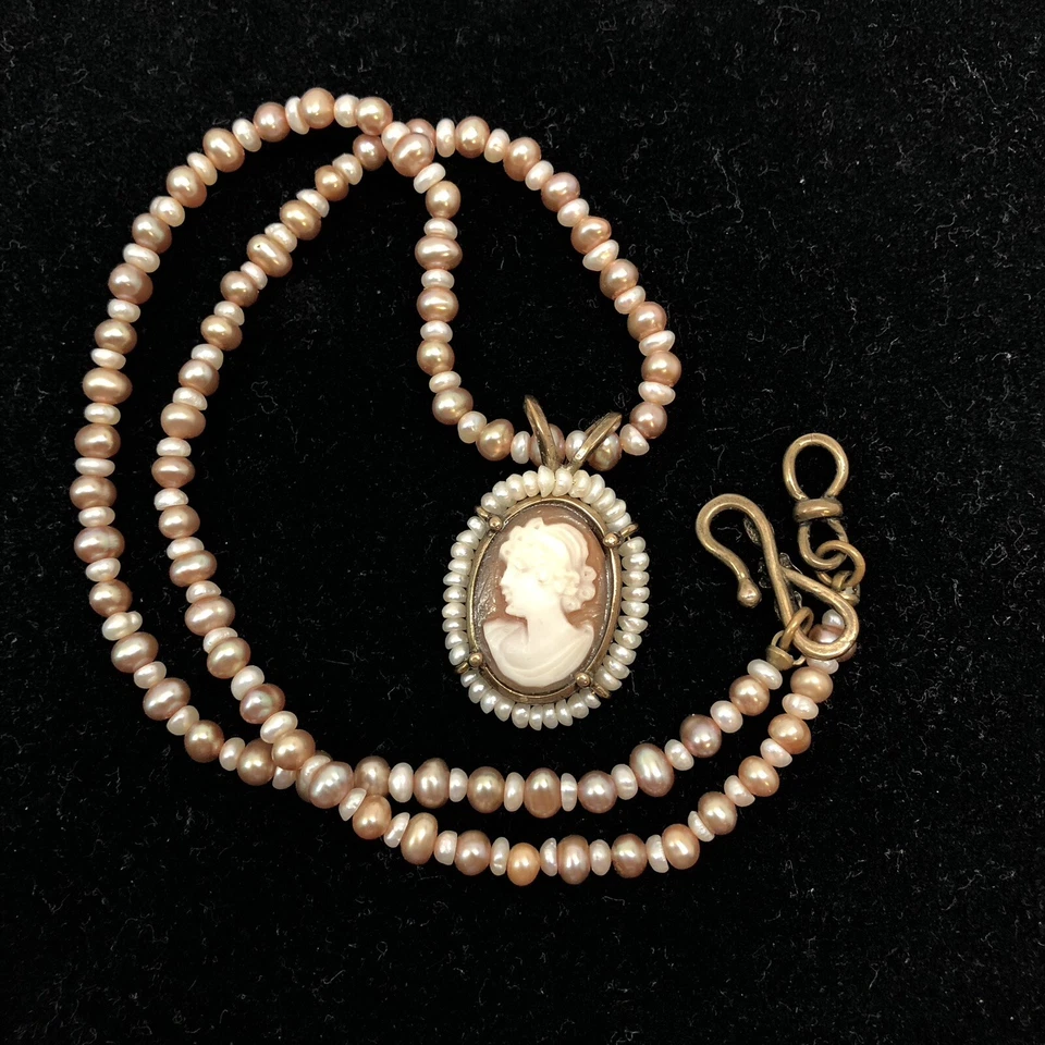 Экстазия раковина камео семена жемчуг отделка и ожерелье ручной резьбы в Италии подпись - Изображение 4 из 4