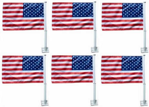 (6) Annin 71808 11" x 18" US USA American Car Truck Flags Attaches To Car Window