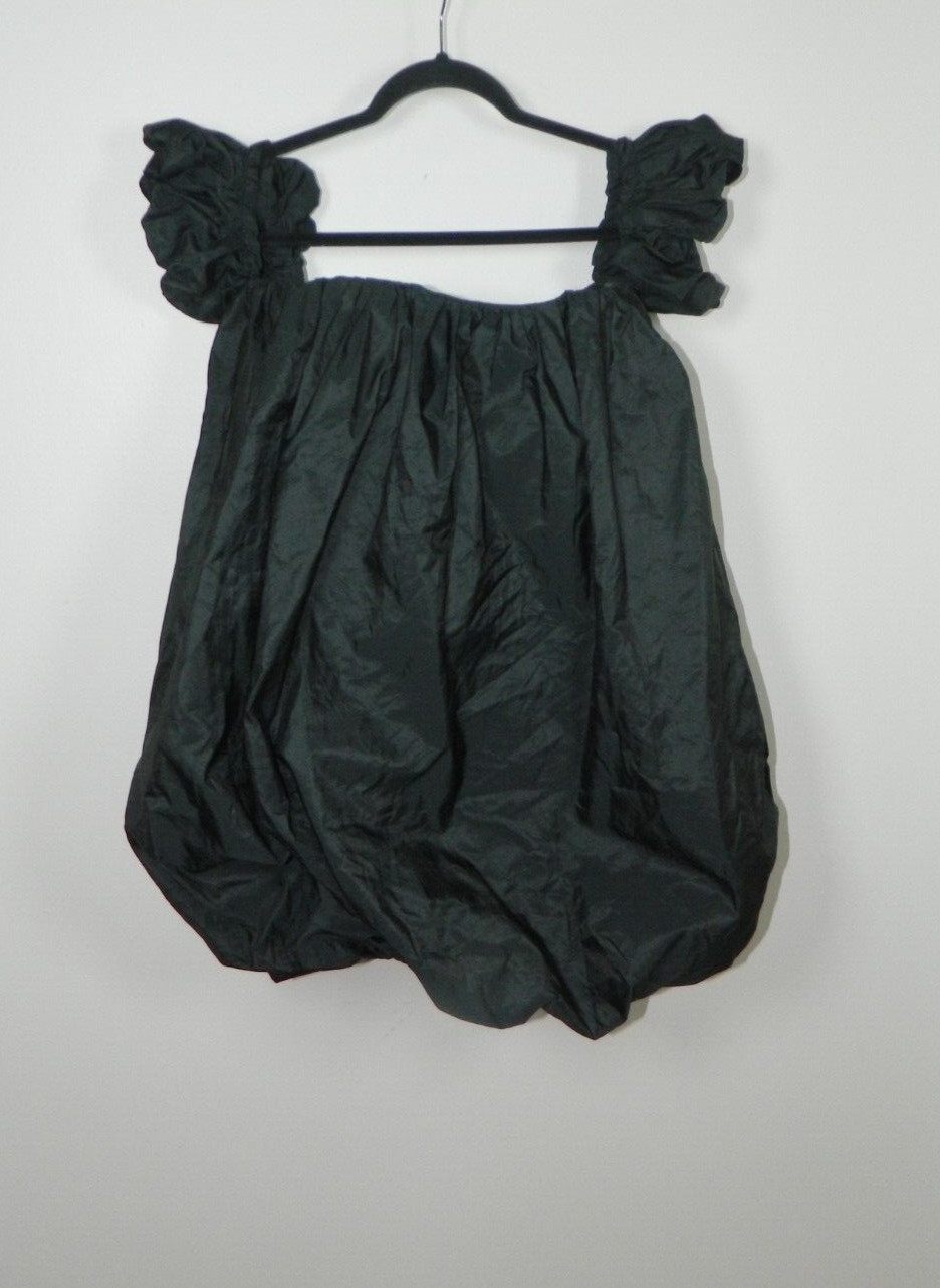 ZARA Dress ZW Collection Size Medium Black Voluminous Taffeta Mini image 7