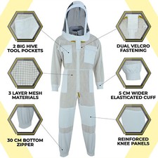 Bee Suit Ventilated Beekeeping Green 3 Layer Vented Professional Protection