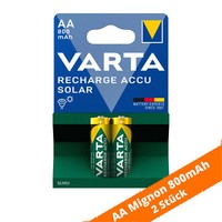 2 X Varta Akku Aa Mignon HR6 1,2V 800Mah Nimh FüR Solar Gartenlampen 56736