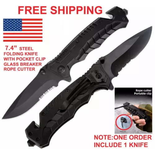 folding knife pocket knife Spring open Assist survival hunting tactical knife - Bild 1 von 9
