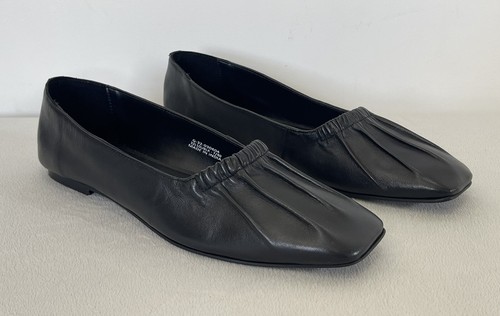 Topshop Womens Black Leather Libby Ruched Flat Shoes RRP £35.99 - Picture 3 of 12