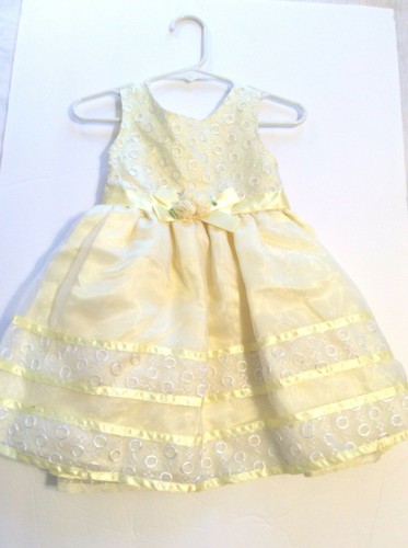 Youngland Vestito Festa Bambino Giallo Occhiellato Pizzo Chiffon Bambina 24 Mesi - Foto 3 di 8