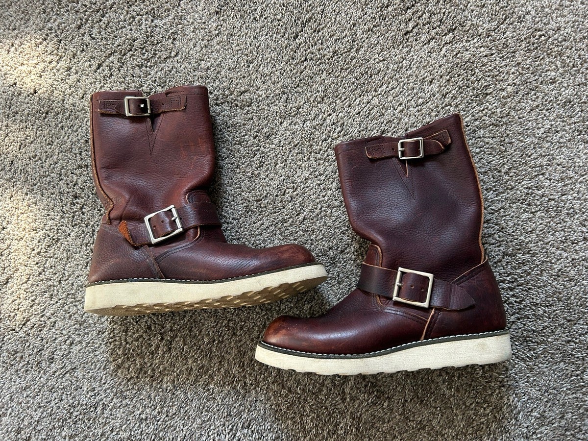 靴 REDWING / 70's 80's engineer boots USA MADE Red Wing Engineer Motorcycle Boots Leather Black Sz