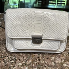 Michael Kors Croc Embossed White Leather Mini Crossbody Gorgeous Condition