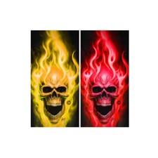 Blazing Red and Yellow Skull COMBO Cornhole Board Wraps ONLY Vinyl Decal 2 Pack