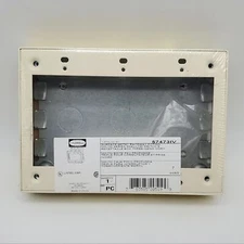 Hubbell 57473IV Raceway Surface Mount Ivory 500/750 3 Gang Shallow Receptacle