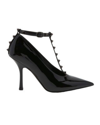 Valentino Rockstud Accents Patent Leather T-Strap Pumps  Valentino Rockstud Patent T-strap pumps display picture 1