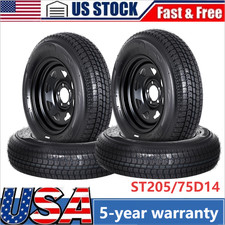 4 Pack 5 Lug 205 75 14 Inch Trailer Wheelsrims And Tires St20575d14 14 Rims