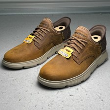 Skechers Slip Ins Mens Dark Brown Leather Casual Slip On Shoes Size 12