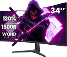 Ultrawide Gaming Monitor 34 3440x1440 144Hz Curved Black CR340HD CRUA 34Inch LED