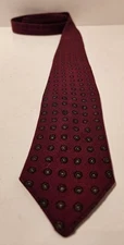 Vintage Holt Renfrew Wool Necktie Red Blue Geometric Made In Egland 
