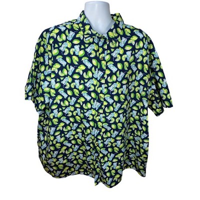 Harbor bay 3XLT short sleeve button up shirt Mojitos with lime Blue Green