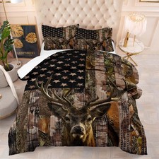 Deer Comforter Sets for Boys Teens,Flag Camo Bedding Sets Queen Size Hunting ...