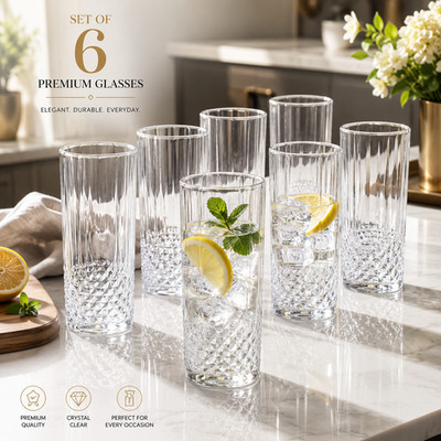 Kristallklarglas Set 6er Pack wiederverwendbar HighBall Langglas zum Trinken