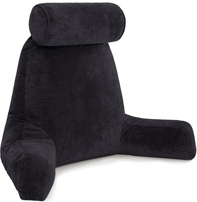 Husband Pillow XXL - Reading Pillow Bed Chair with Arms  Back Support - Blac...