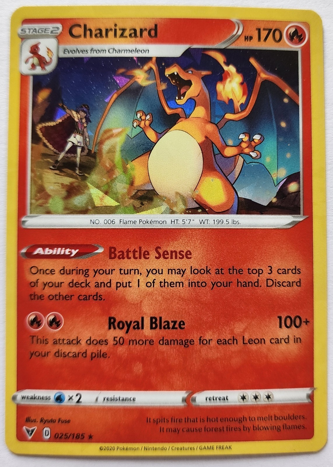 Pokemon - Charizard - 025/185 - Cracked Ice - Rare -  Vivid Voltage - NM/M