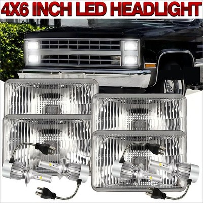 4Pc 4x6'' Led Headlights Hi/Lo for Chevrolet C10 C20 C30 K10 K20 1980-1986 Pickup