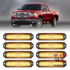 1200T Emergency Strobe Grille Lights: 8pcs 12 LED Sync Feature Safety Amber