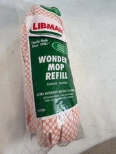 Libman Wonder Mop Orange White Microfiber Snap-On Refill Head NIP