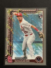 2025 Thomas Saggese #H187 Topps Holiday Grey/Blue Foliboard Rookie Card