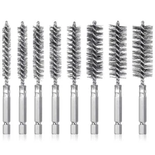8 Pieces Wire Brush Drill Bore Cleaning Set with 1/4 Inch Hex Shank... 