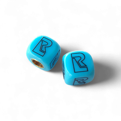 Redline - R Logo Dice Tire Valve Caps (Pair) - Light BLUE