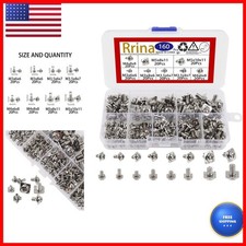 Rrina 160Pcs M3 M3.5 M4 M5 Terminal Block Screws Assortment Kit Square Washers