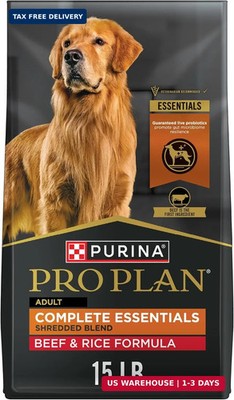 Purina Pro Plan Complete Essentials Shredded Blend Beef and Rice Dog Food Dry Fo