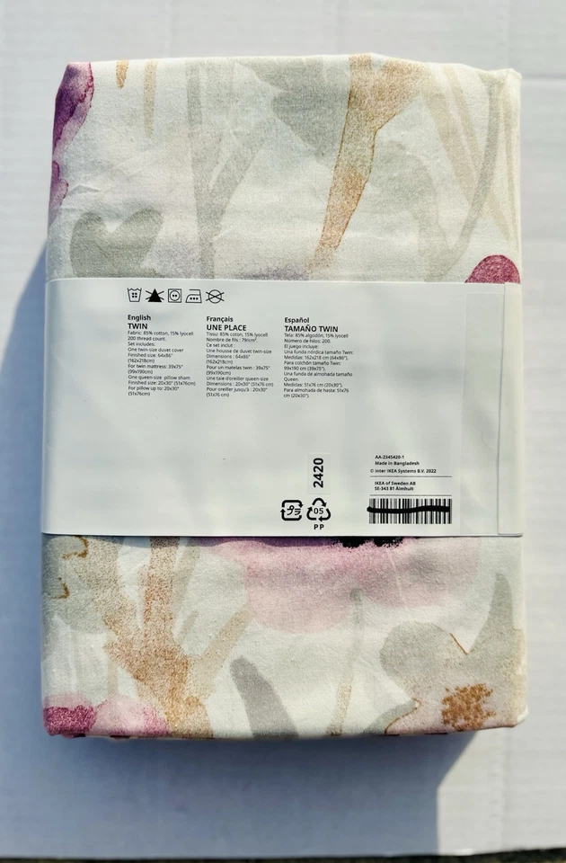 Ikea LONNHOSTMAL Twin Duvet Cover w/ Pillowcase Set Multicolor Floral - Image 2 of 2