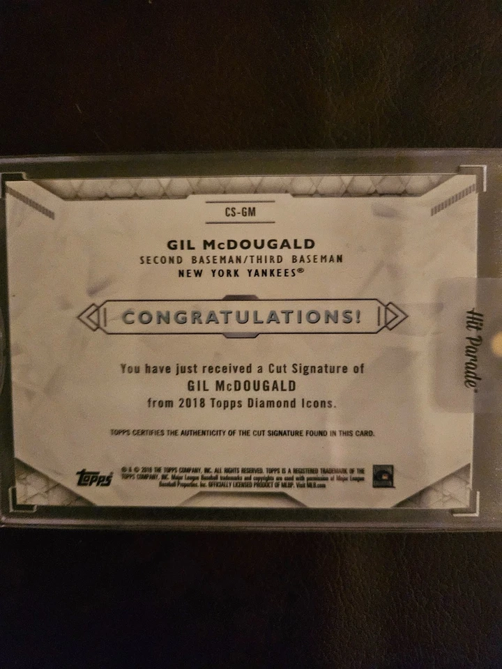 2018 Topps Diamond Icons Gil McDougald Cut Signature Auto 1/4 - Image 2 of 2