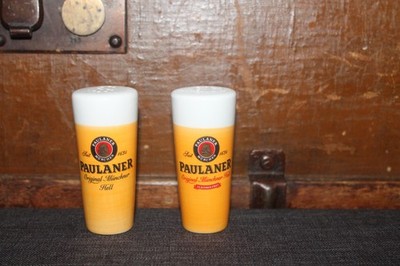 Paulaner Münchner Hell Salz & Pfeffer Streuer Porzellan Bierglasform