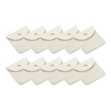 10 x 8x8cm Jewelry Pouches with Snap Button Soft Storage Beige