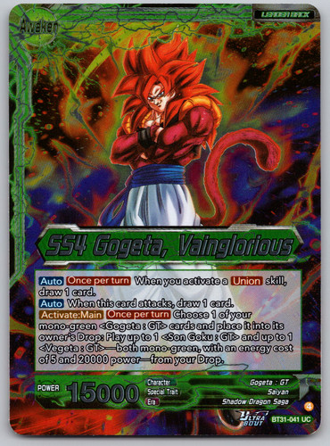 SS4 Son Goku & SS4 Vegeta // SS4 Gogeta, Vainglorious [SLR] BT31-041 Dragon Ball Super: Impact Beyond Dimensions card