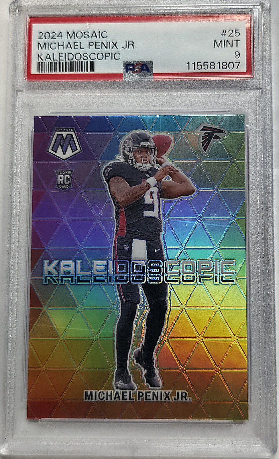 2024 Panini Mosaic Michael Penix Jr Rookie Kaleidoscopic RC #25 PSA 9 Falcons