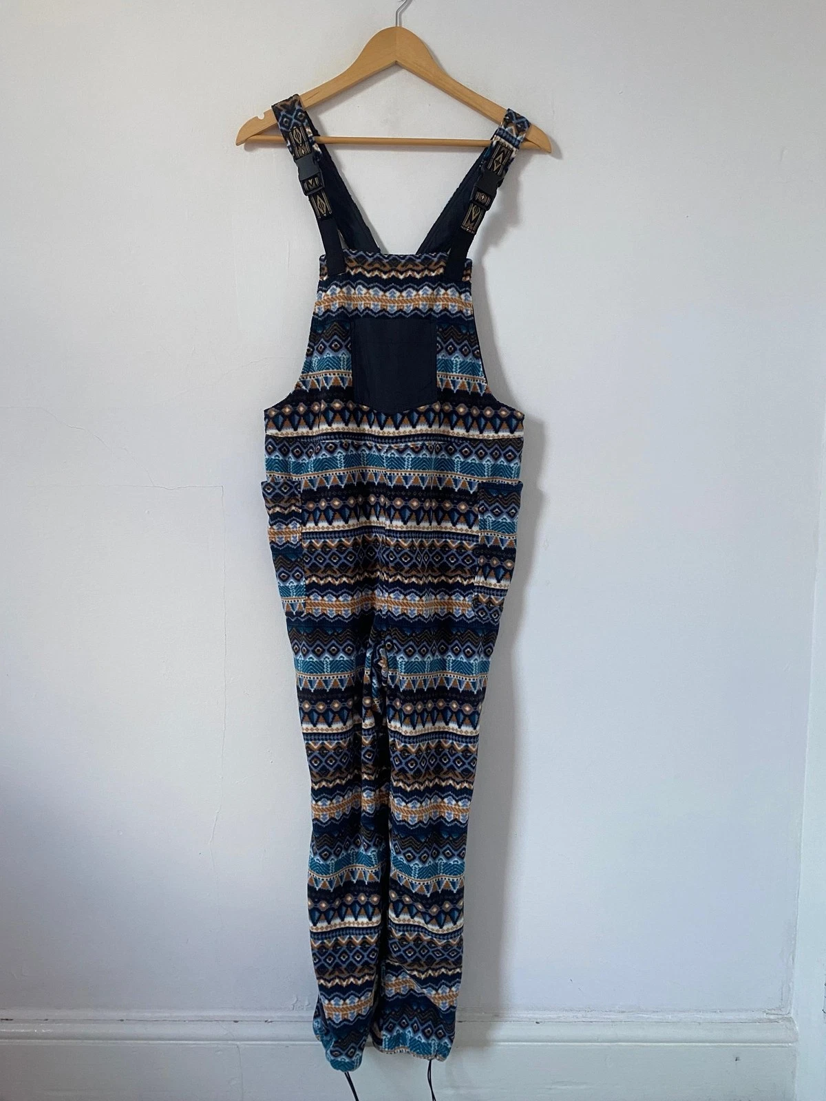 KAVU Women Overalls Size Small Pocatello Chalet Knit Fleece Bibs Jumpsuit Nordic