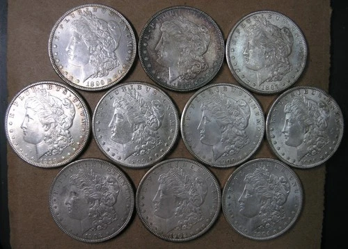 $1 Morgan Dollars 1896-1904 All Different AU Or Better 10-COIN LOT * AvenueCoin