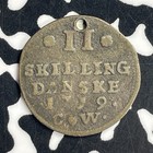 1719-Cw Denmark 2 Skilling Lot#T7080 Silver! Scarce! Holed
