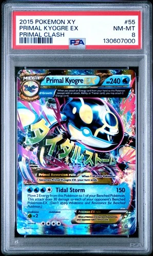 2015 POKEMON XY PRIMAL CLASH #55 PRIMAL KYOGRE EX PSA 8