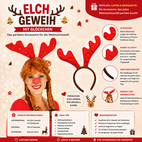 Elch - Geweih Mit KopfbüGel KopfbüGel Haarreif Karneval Weihnachten Fasching