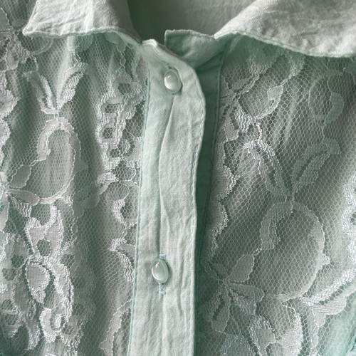 Vintage 80er Marshall Rousso Las Vegas Rock Top Set Aqua Grün Spitze Western 5 6 - Bild 7 von 20