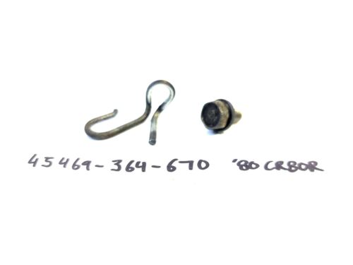 1980 Honda CR80R OEM FRONT BRAKE CABLE CLIP& BOLT, 45469-364-670 - Picture 2 of 6