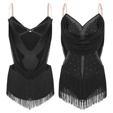 Women Costume Party Dress Ballroom Bodysuit Latin Leotard Salsa Dancewear Mini